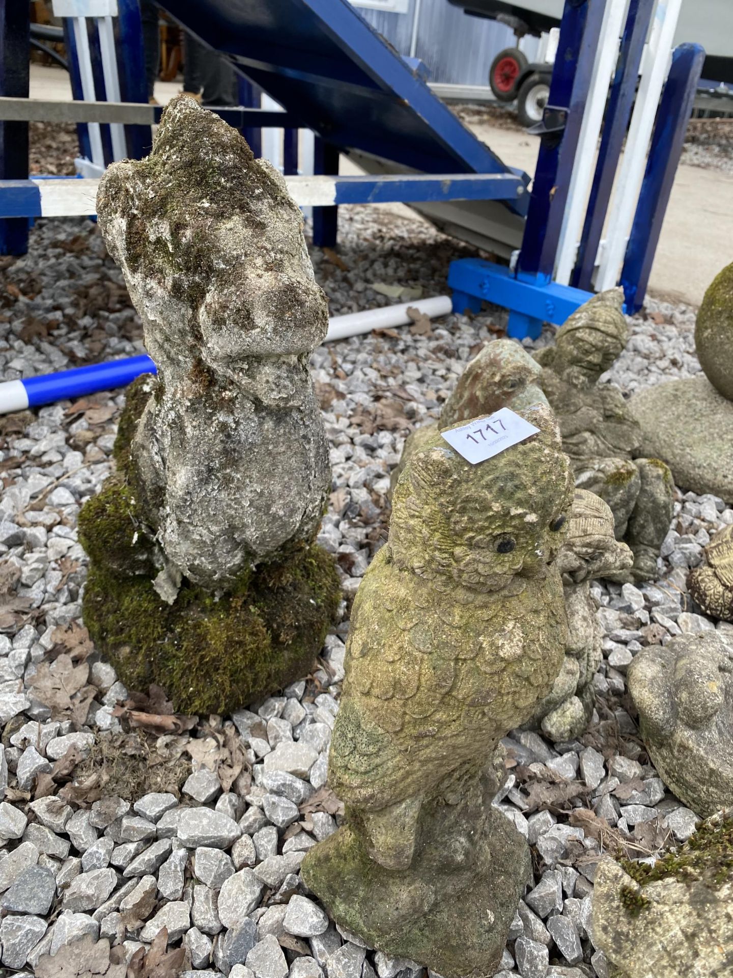 AN ASSORTMENT OF RECONSITUTED STONE GARDEN FIGURES TO INCLUDE A TURTLE, AN OWL AND A DOG ETC - Image 2 of 4