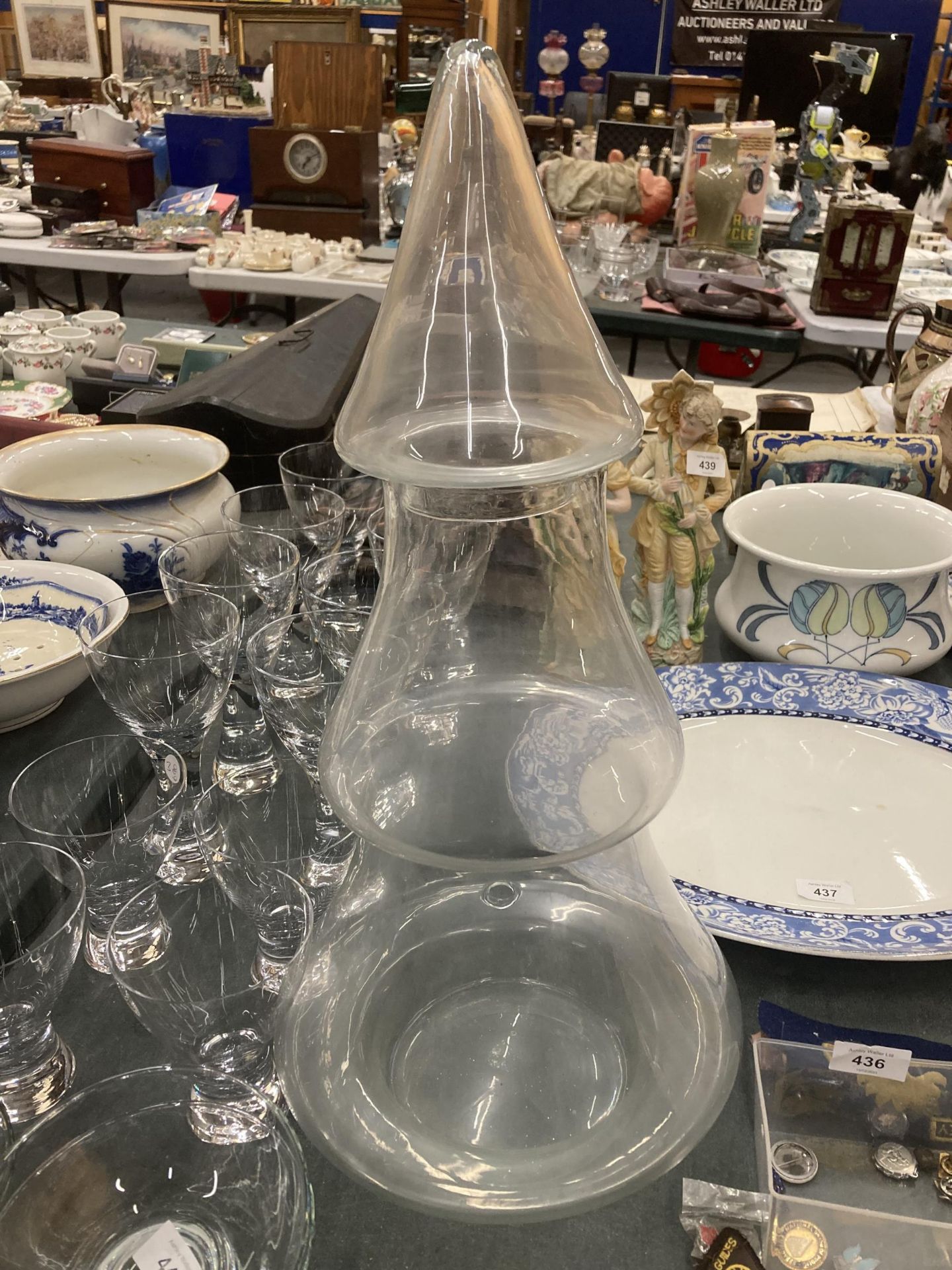 A LARGE CHRISTMAS TREE SHAPED LIDDED GLASS CONTAINER HEIGHT APPROX 54CM