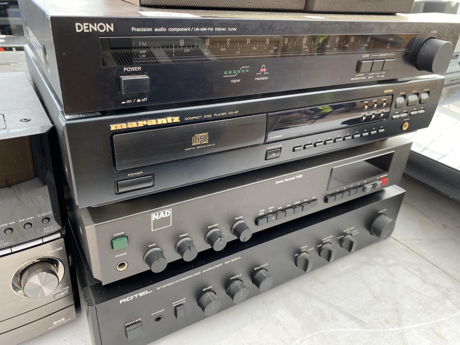 AN ASSORTMENT OF STEREO EQUIPMENT TO INCLUDE A DENON STEREO TUNER, A MARANTX CD PLAYER AND TWO - Image 2 of 4