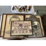 A COLLECTION OF VINTAGE MANCHESTER UNITED PRINTS TO INCLUDE "THE VICTORS," HARRY GREGG GOALKEEPER,