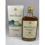 1 X BOXED 35CL BOTTLE - A RARE 1980'S MACALLAN 10 YEAR OLD SINGLE HIGHLAND MALT SCOTCH WHISKY