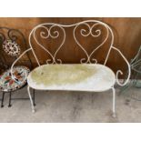 A METAL TWO SEATER GARDEN BENCH