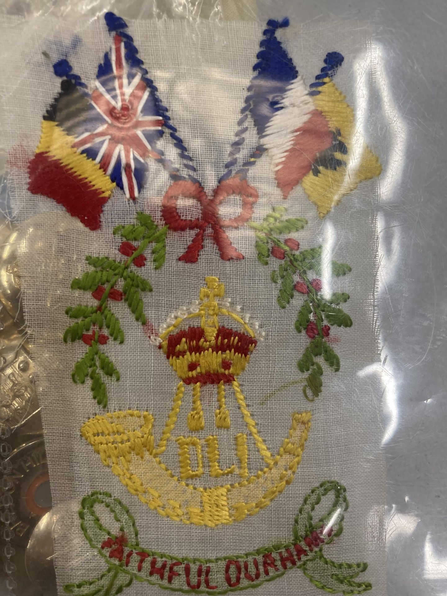 A SILK HANDKERCHIEF WITH 'IT'S A LONG WAY TO TIPPERARY' PRINTED ON IT, MILITARY BUTTONS AND - Image 5 of 5