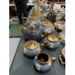 A QUANTITY OF GIBSONS CERAMICS IN A JASPERWARE STYLE PATTERN TO INCLUDE TEAPOTS, LIDDED POTS,