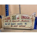 A VINTAGE DOUBLE SIDED WOODEN FAIRGROUND SIDE 55CM X 24CM