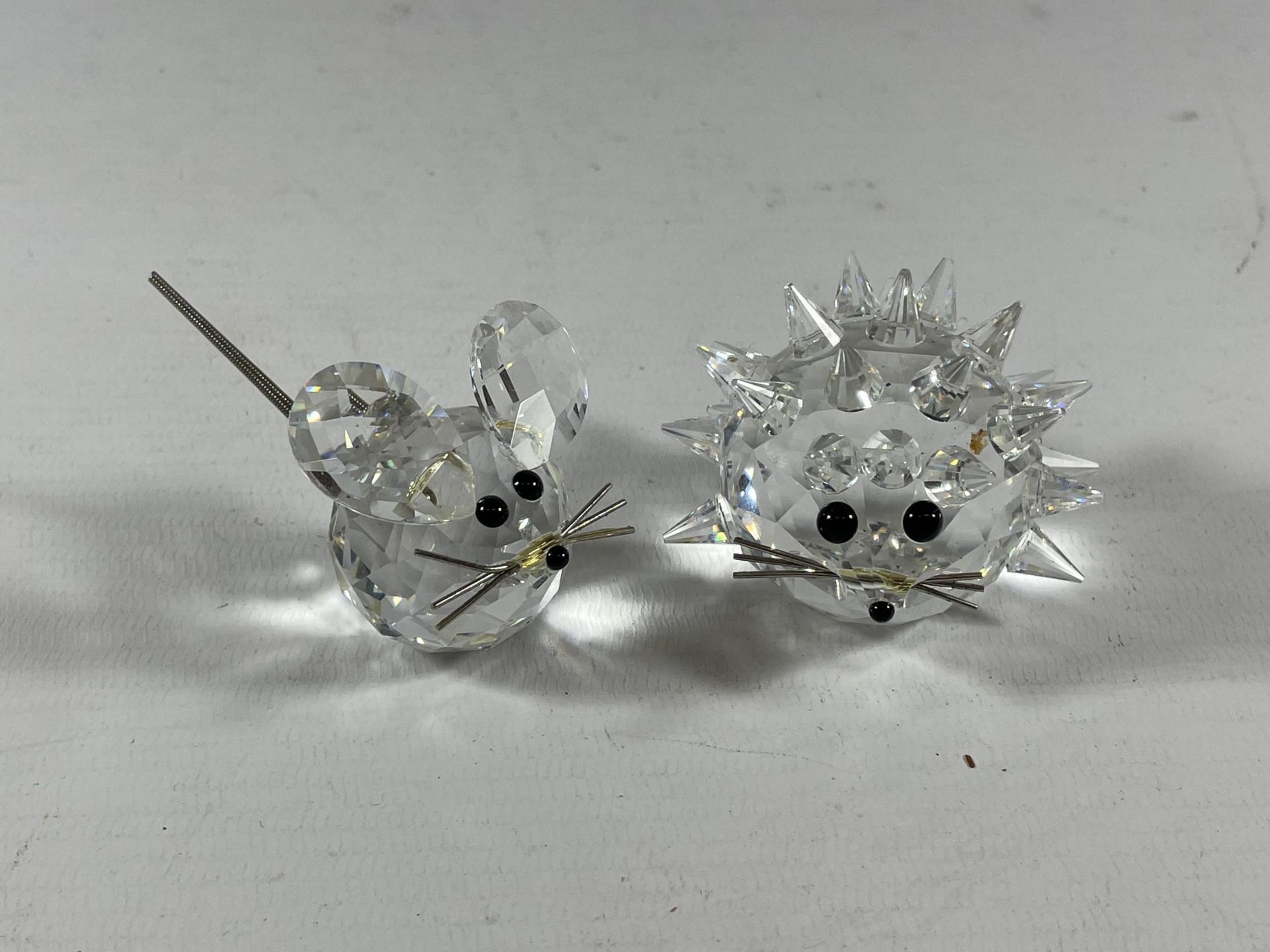 TWO SWAROVSKI CRYSTAL GLASS ANIMAL PAPERWEIGHTS