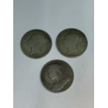 THREE VICTORIAN SILVER HALF CROWNS