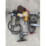 AN ASSORTMENT OF COMPRESSOR TOOLS TO INCLUDE A RATCHET GUN, SANDER AND SPRAY CANISTER ETC