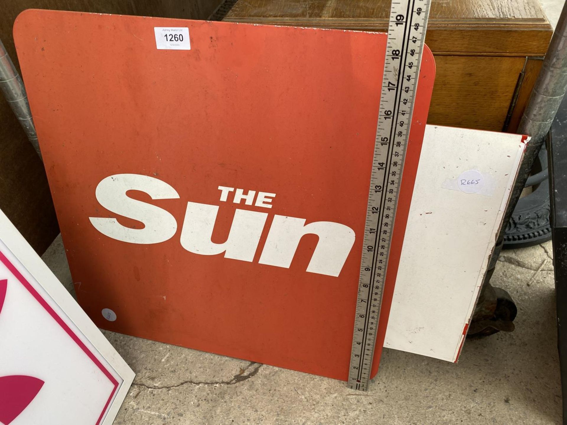 A METAL SUN NEWSPAPER SIGN - Image 2 of 2
