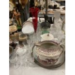 VARIOUS ITEMS OF GLASSWARE, CERAMICS ETC