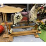 A VINTAGE WOODEN ROCKING HORSE, LENGTH 129CM