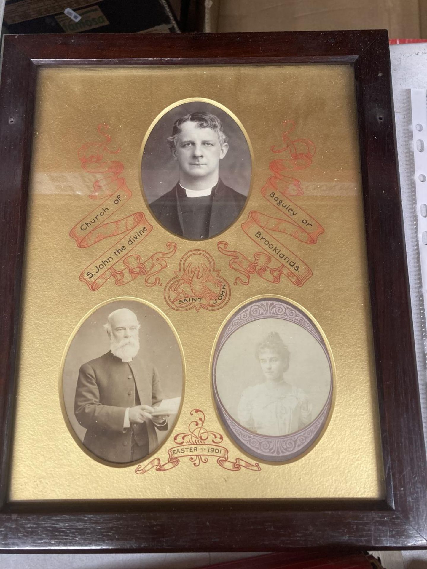 A ST JOHNS CHURCH BROOKLANDS FRAMED 1910 MEMORABILIA