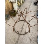 A LARGE WROUGHT IRON CROWN SHAPED PLANT GROWING FRAME (H:83CM D:98CM)