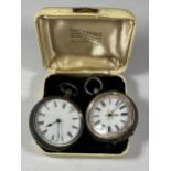 TWO VINTAGE .935 CONTINENTAL SILVER LADIES POCKET WATCHES