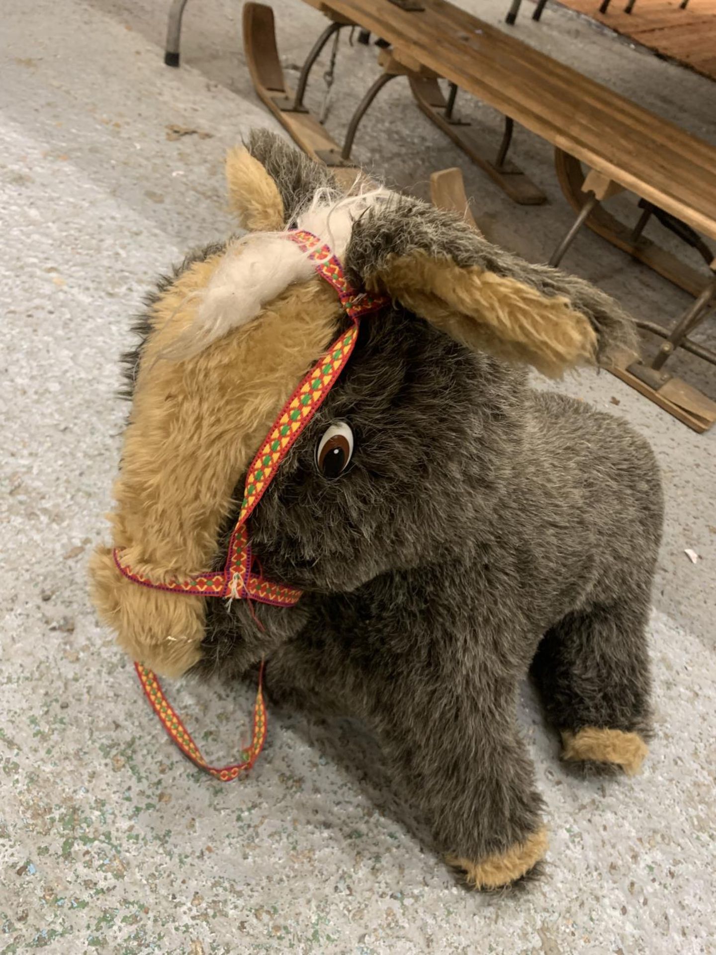 A LARGE SOFT TOY DONKEY WITH REINS - Image 2 of 2
