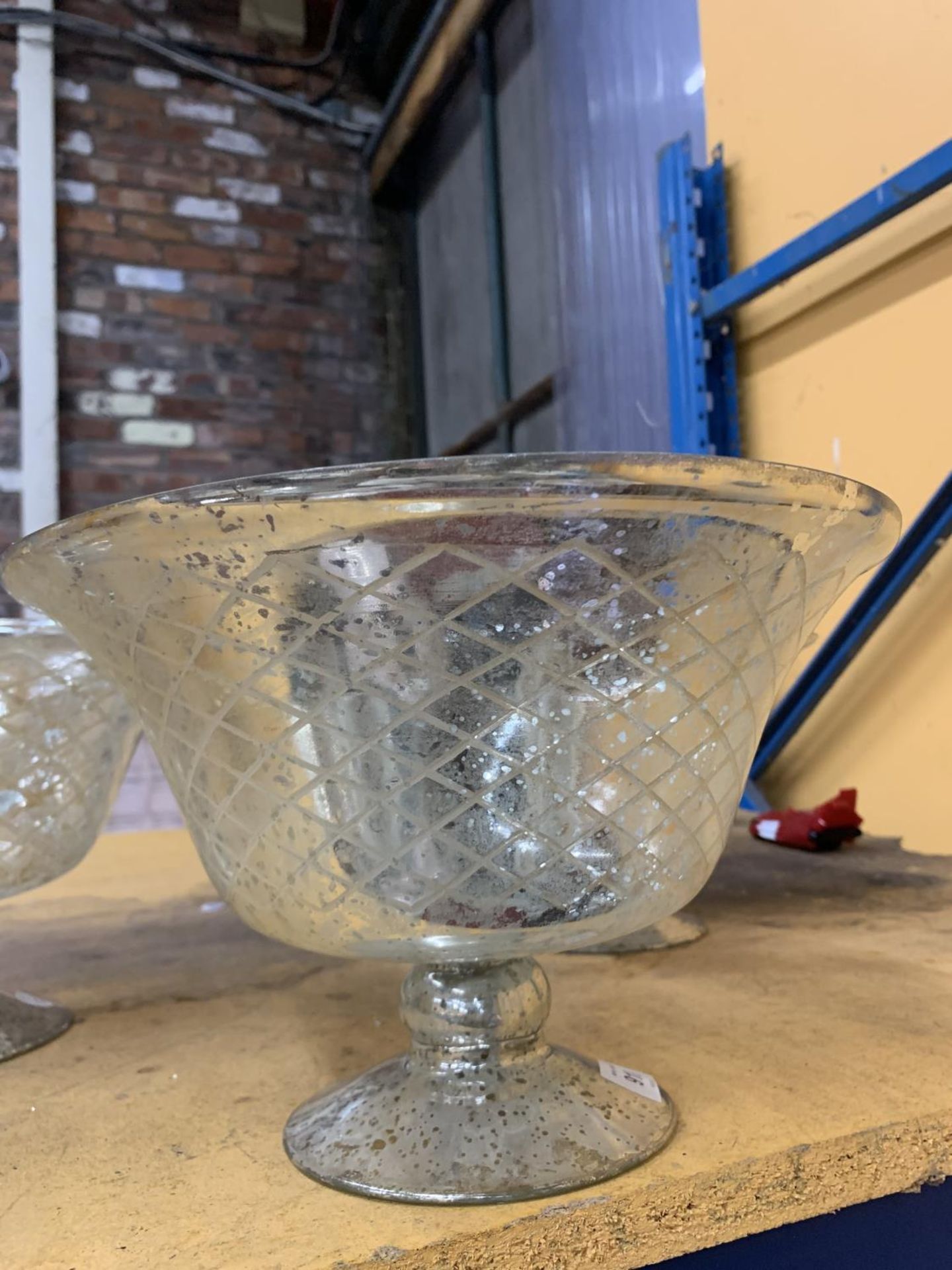 THREE LARGE GLASS FOOTED BOWLS - Image 2 of 3