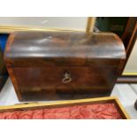 A 19TH CENTURY ROSEWOOD DOME TOPPED TEA CADDY