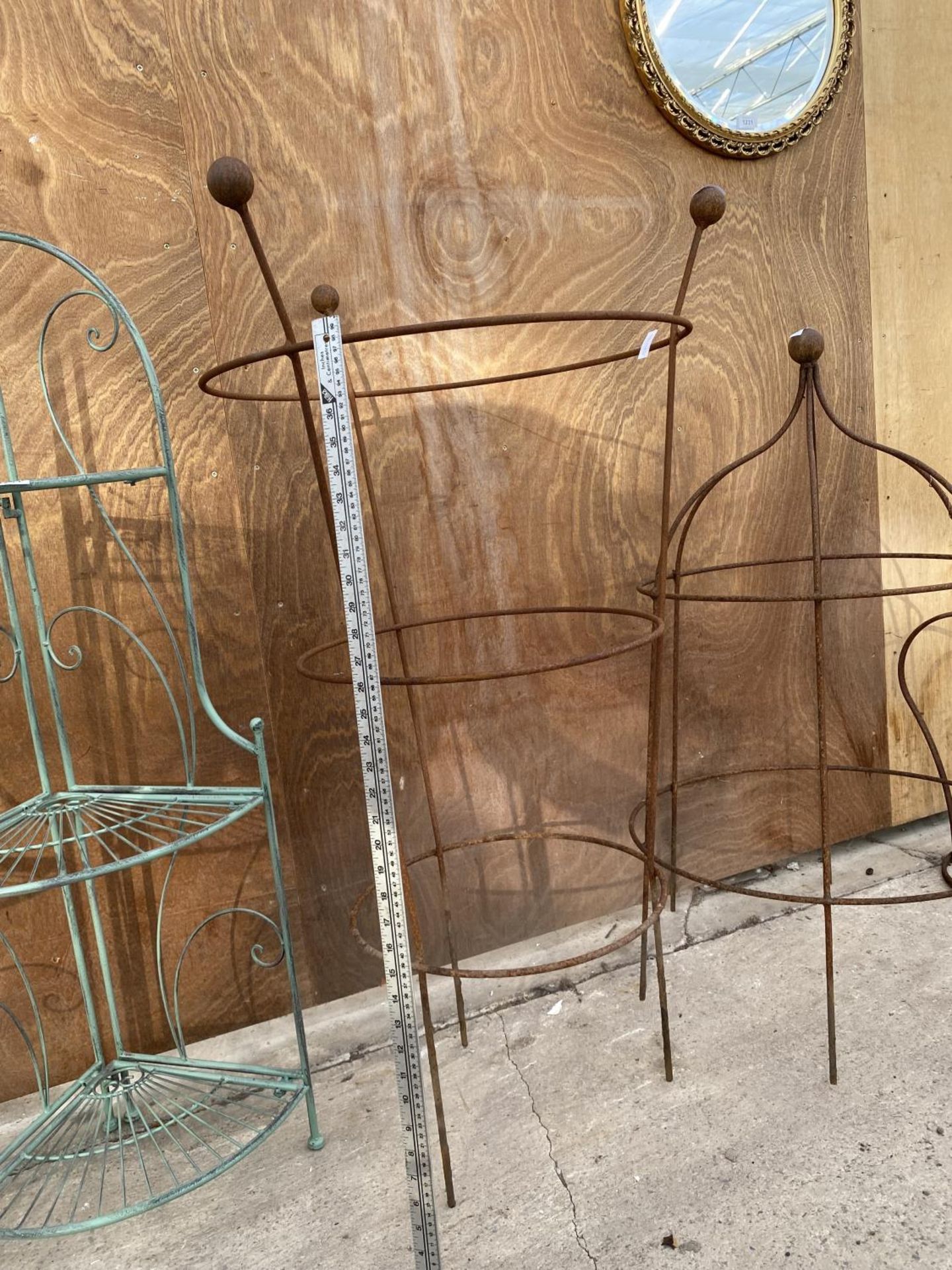 A WROUGHT IRON PLANT CLIMBING FRAME (H:113CM) - Image 2 of 3