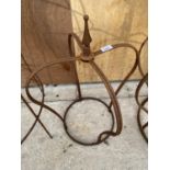 A SMALL WROUGHT IRON CROWN SHAPED PLANT CLIMBING FRAME (H:62CM D:46CM)