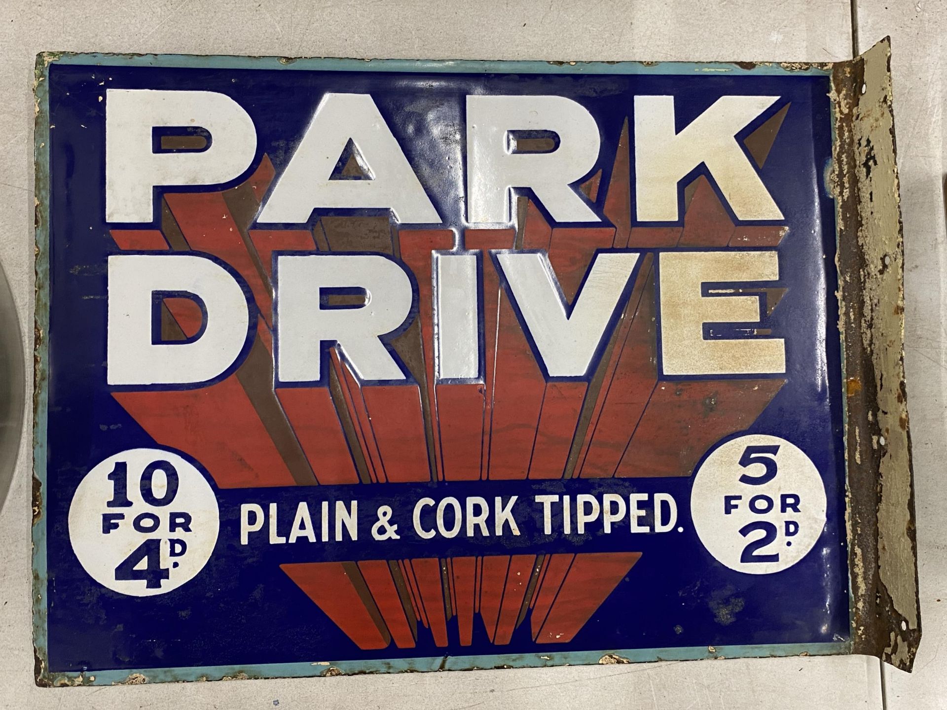 A VINTAGE PARK DRIVE DOUBLE SIDED ENAMEL SIGN, 30 X 41CM - Image 2 of 2