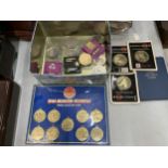 A QUANTITY OF COLLECTORS COINS TO INCLUDE 1980 MOSCOW OLYMPICS MEDAL COLLECTOR CARD, NAT WEST 'WORLD