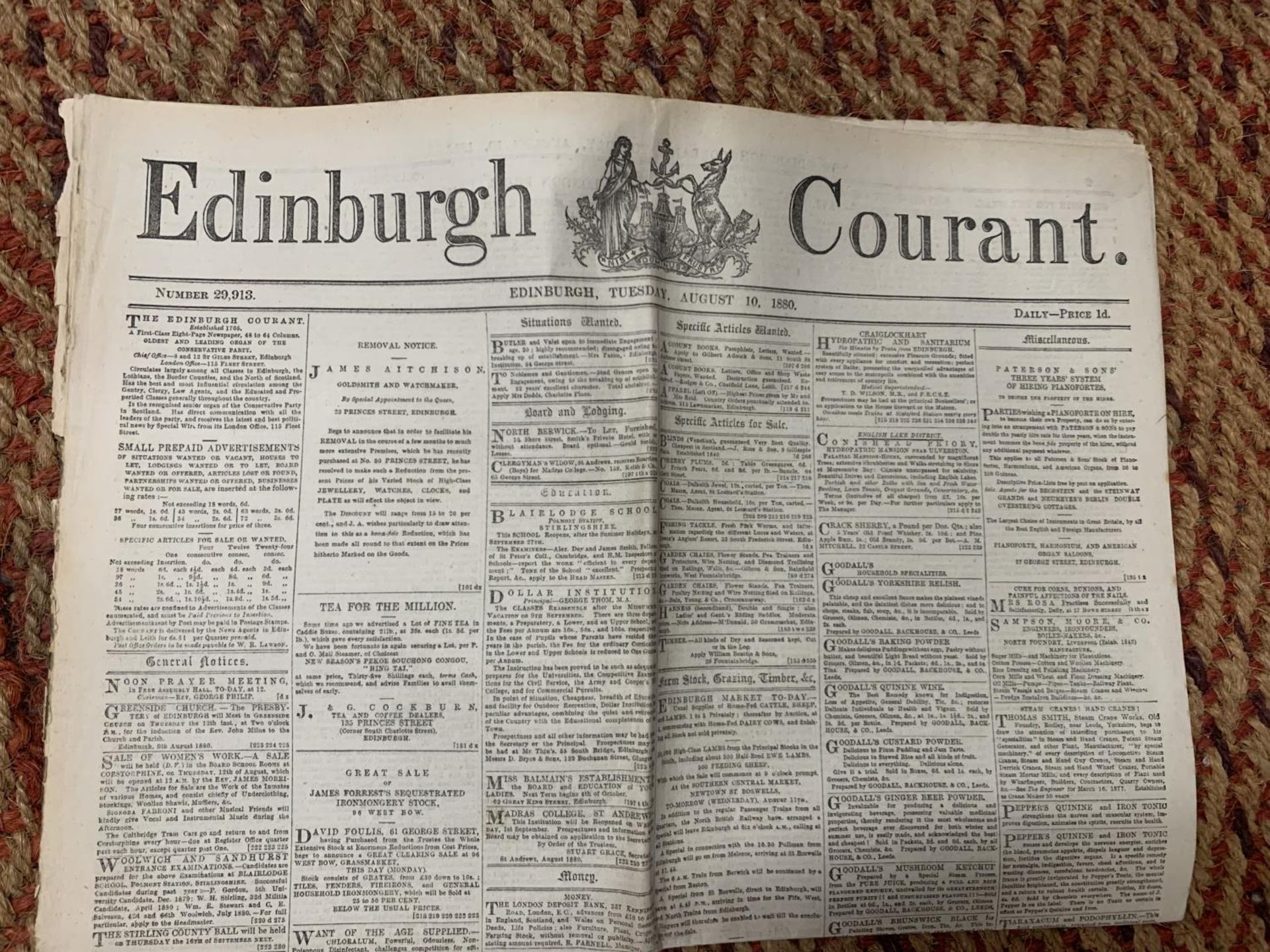 A QUANTITY OF EDINBURGH NEWSPAPERS DATED 1880'S - Image 2 of 3