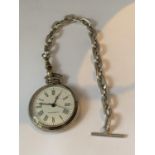 A POCKET WATCH WITH SILVER CHAIN