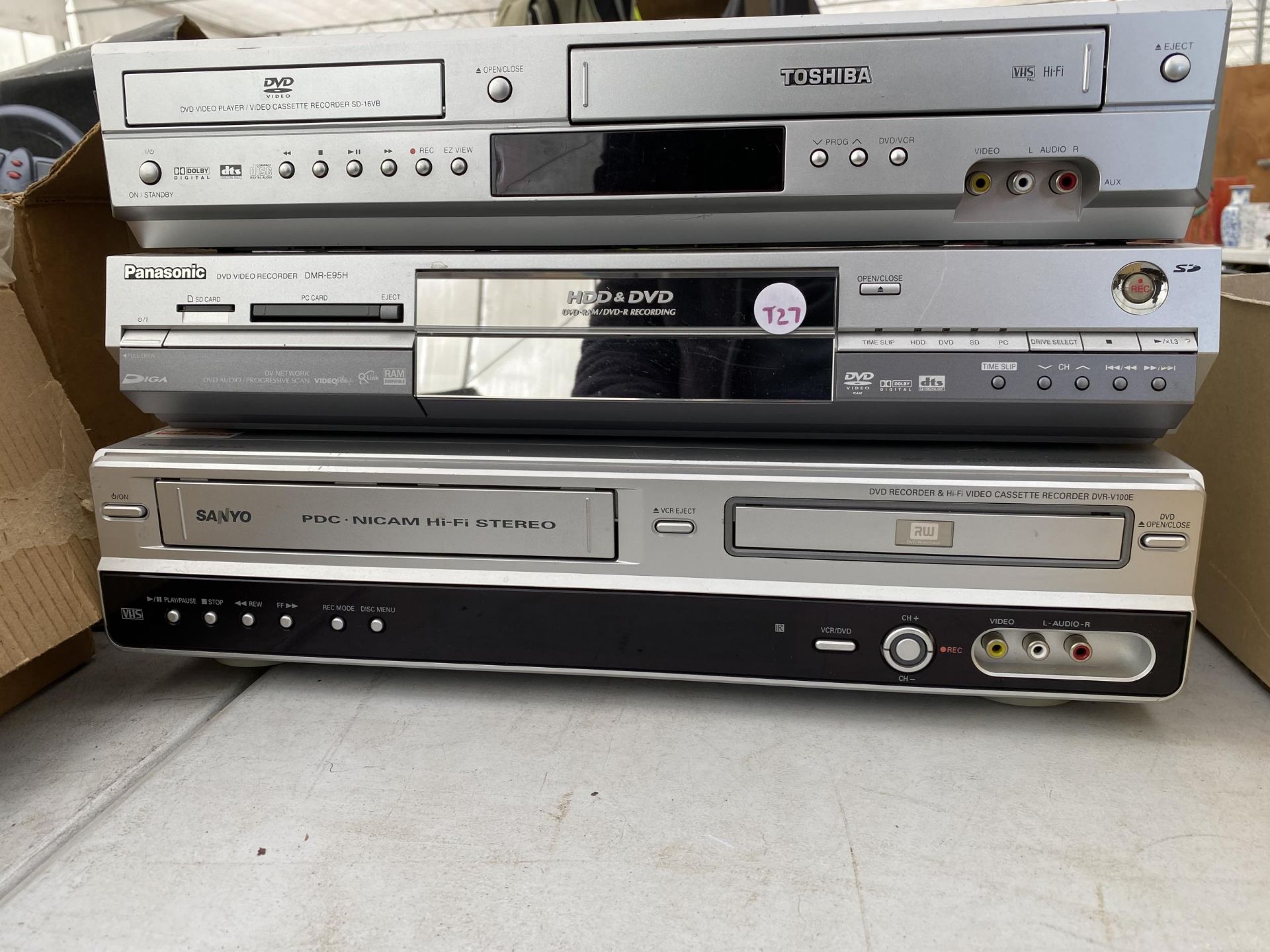 A TOSHIBA VHS/DVD PLAYER, A PANASONIC DVD PLAYER AND A SANYO VHS/DVD PLAYER - Image 2 of 2