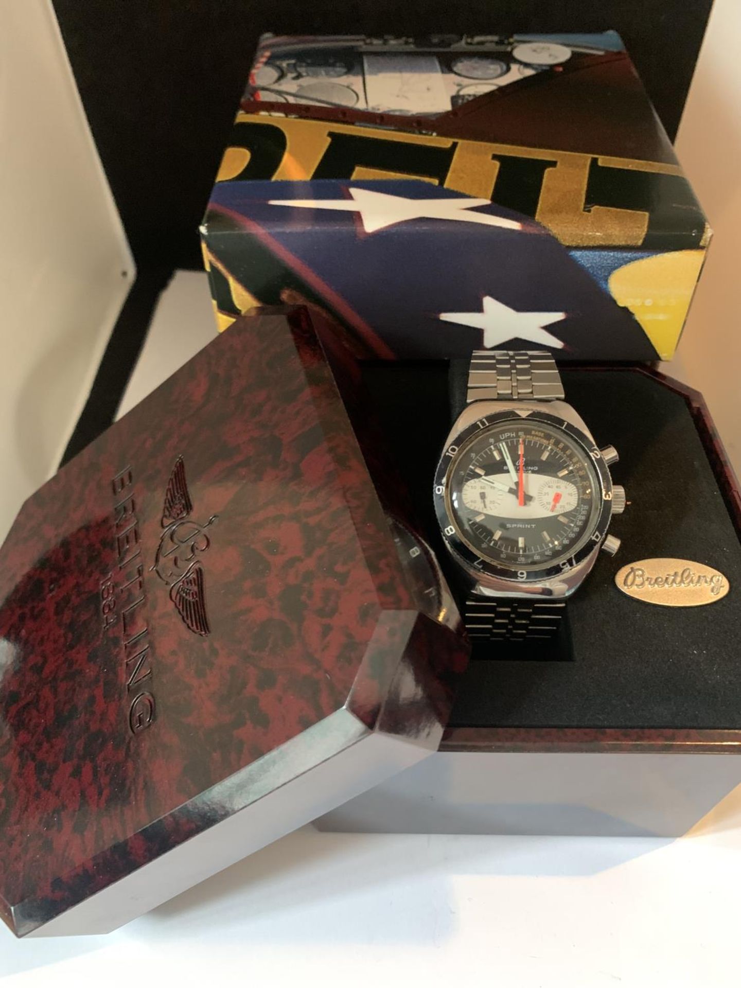 A BREITLING SPRINT CHRONOGRAPH SURFBOARD WATCH WITH BOX