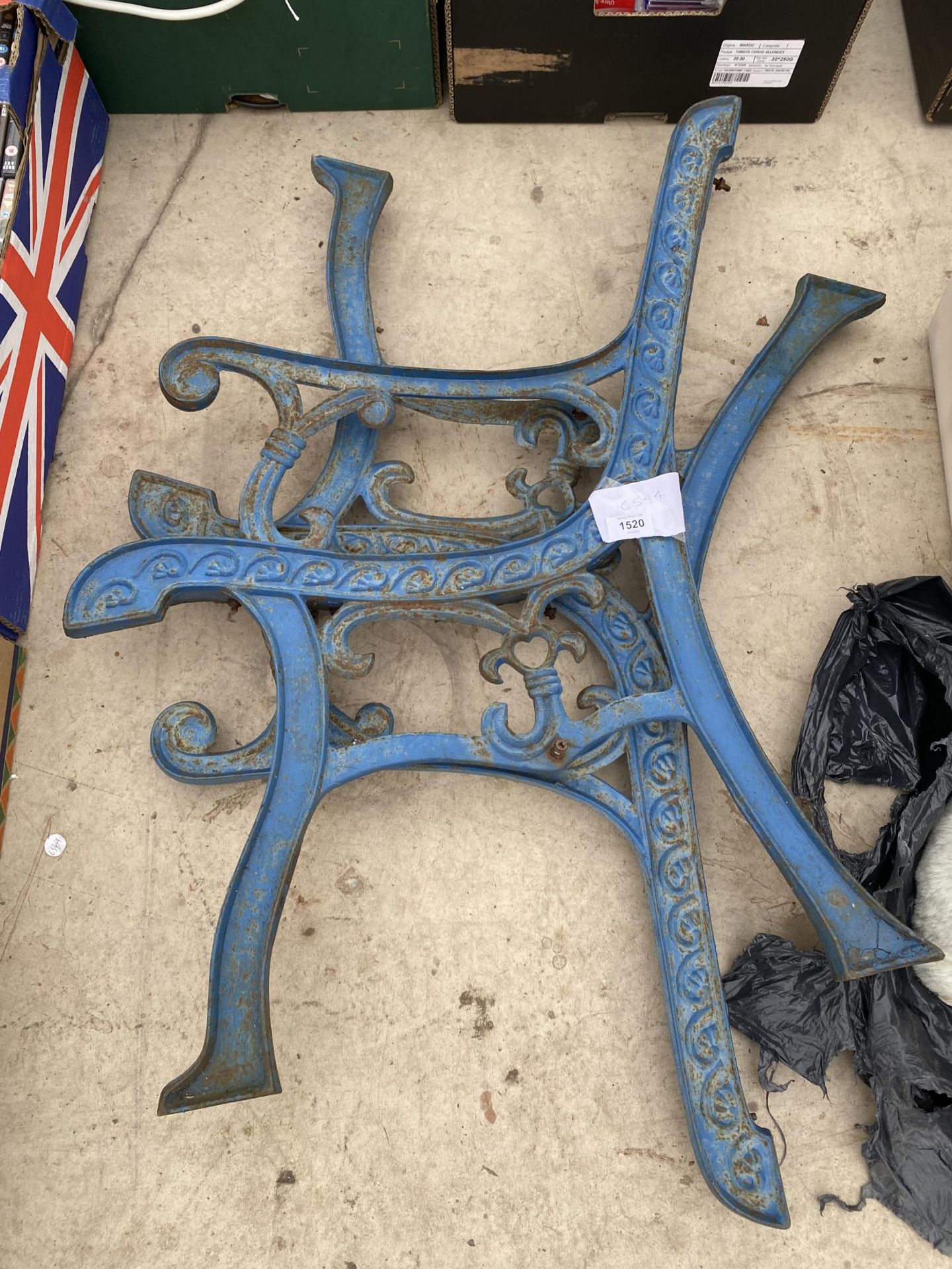 A PAIR OF CAST IRON BENCH ENDS