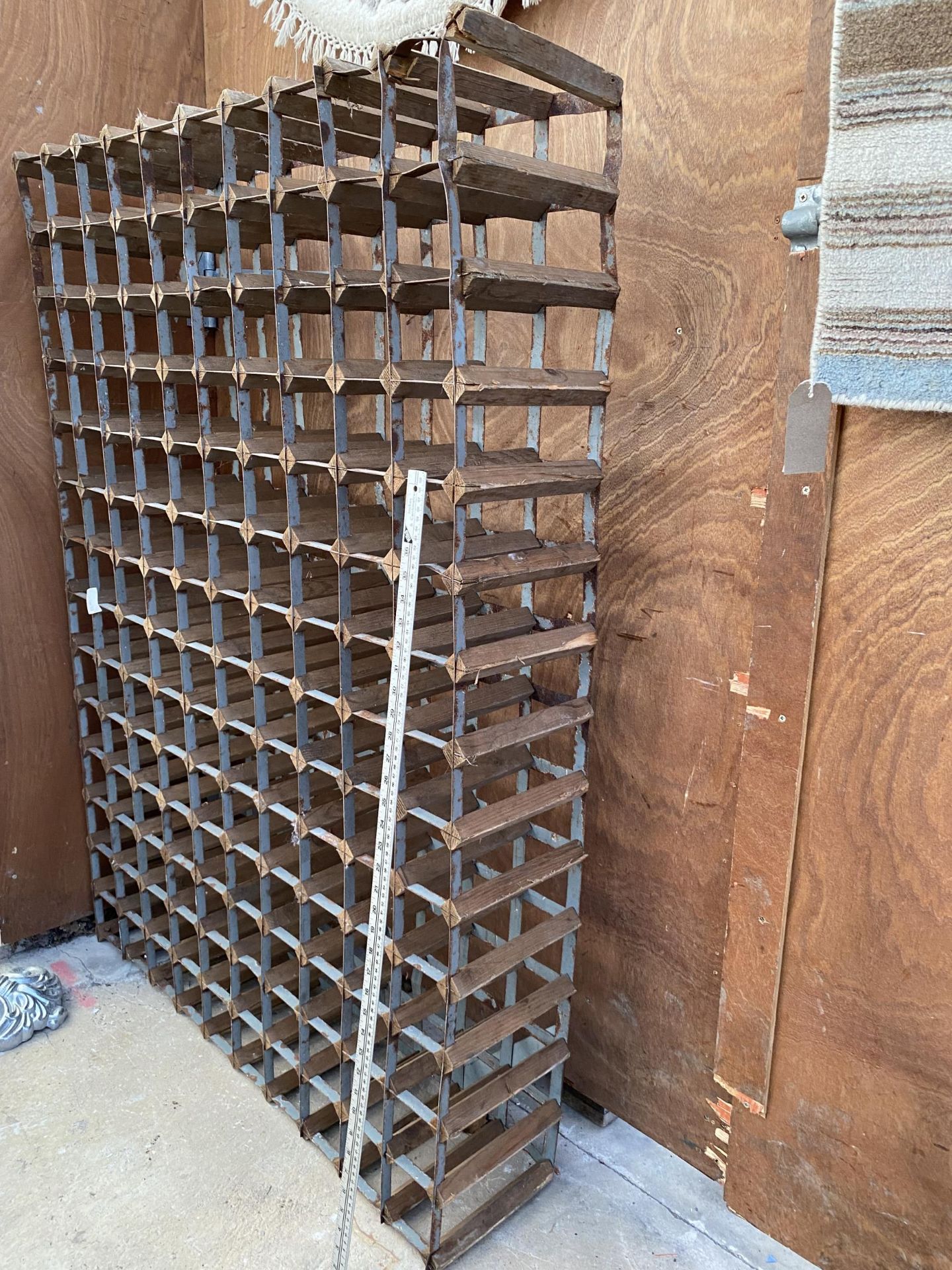 A WOODEN AND METAL 140 BOTTLE WINE RACK - Image 3 of 3