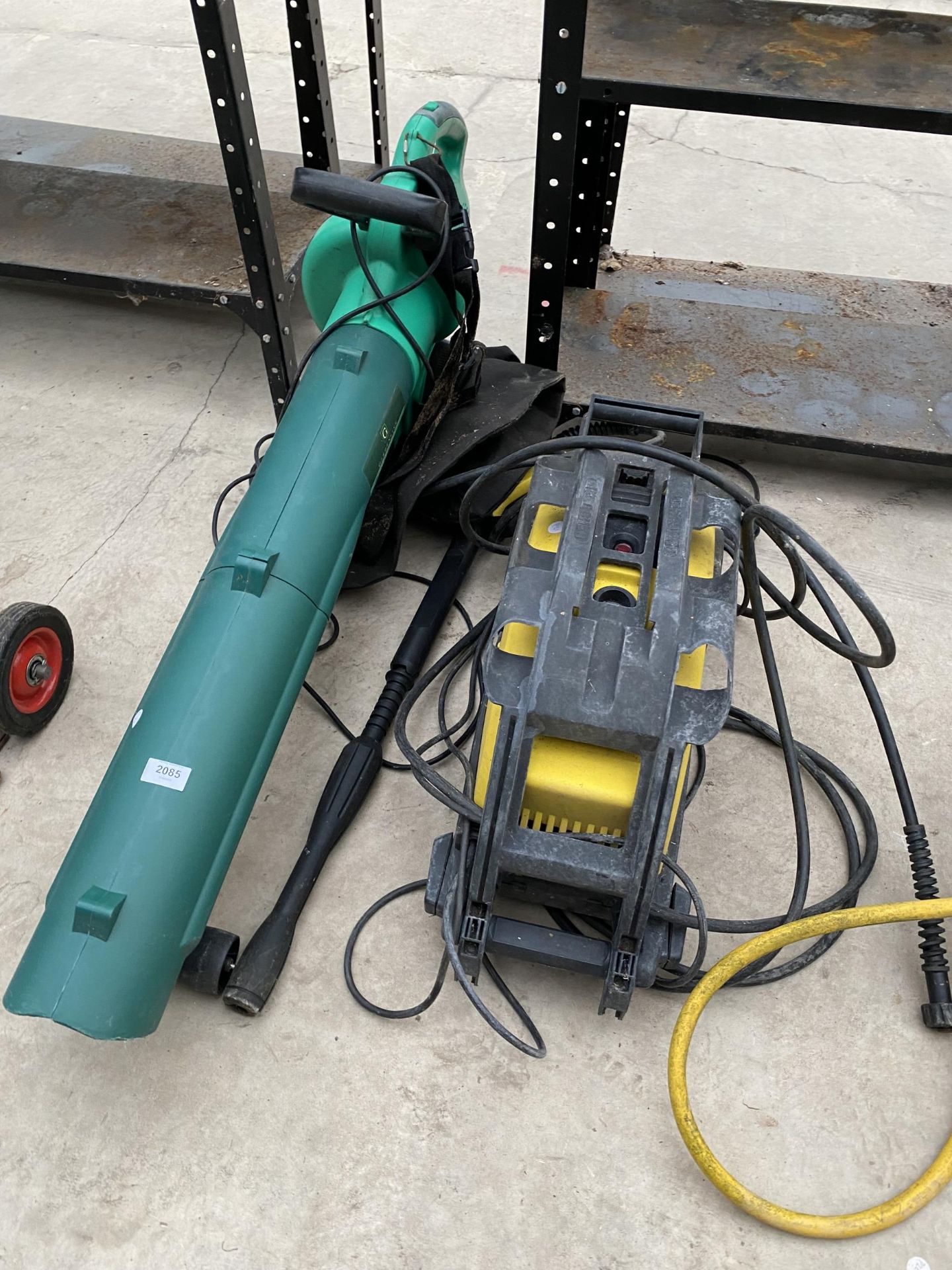 AN ELECTRIC LEAF BLOWER AND A KARCHER PRESSURE WASHER