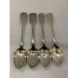 A GROUP OF FOUR HALLMARKED SILVER TABLE SPOONS TO INCLUDE TWO GEORGIAN EXAMPLES, TOTAL WEIGHT 310G