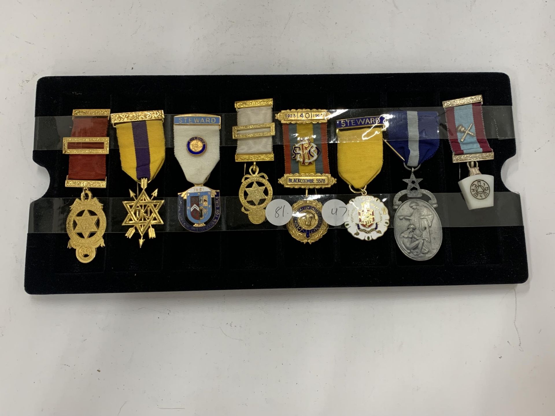 A COLLECTION OF MASONIC MEDALS - 8 IN TOTAL