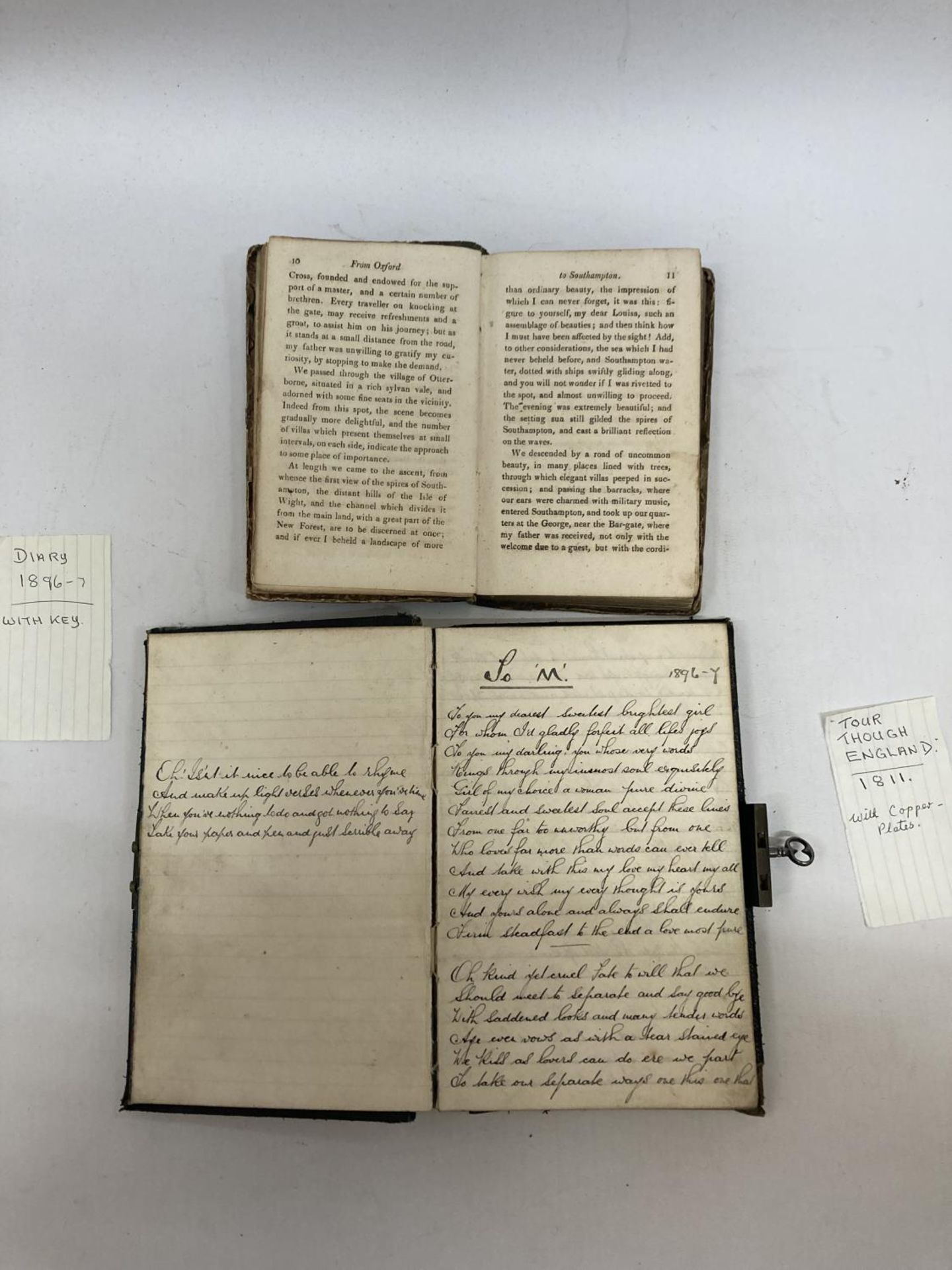 AN 1896-7 LEATHER BOUND DIARY WITH KEY PLUS 'TOUR THROUGH ENGLAND' FROM 1811 WITH COPPER PLATES - Image 4 of 6