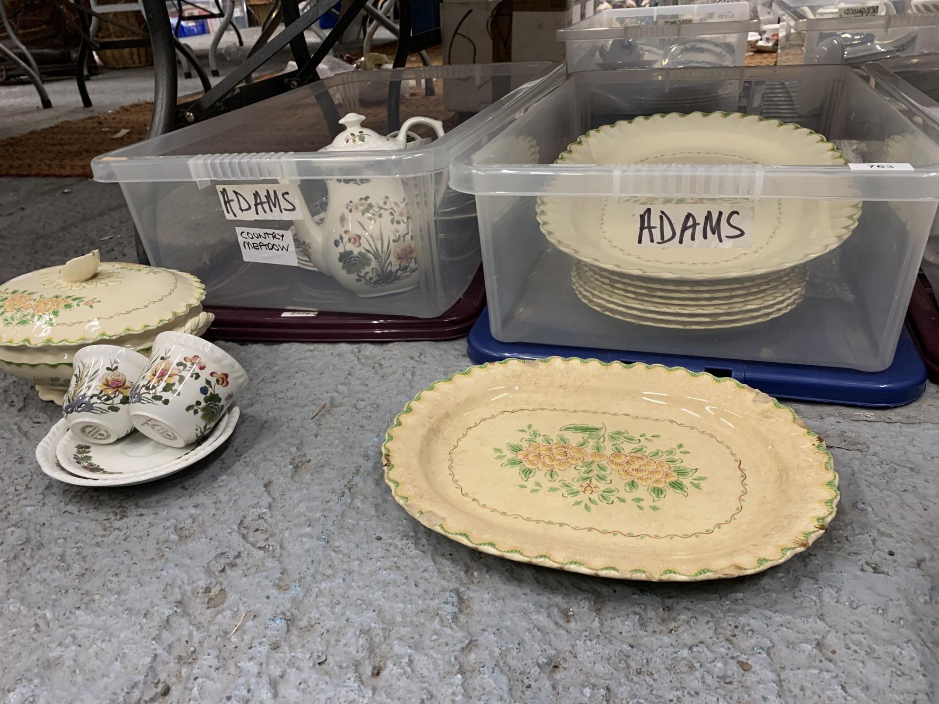 TWO BOXES OF ASSORTED ADAMS CHINA DINNER WARE