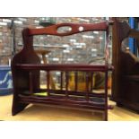 A VINTAGE STYLE MAHOGANY MAGAZINE RACK