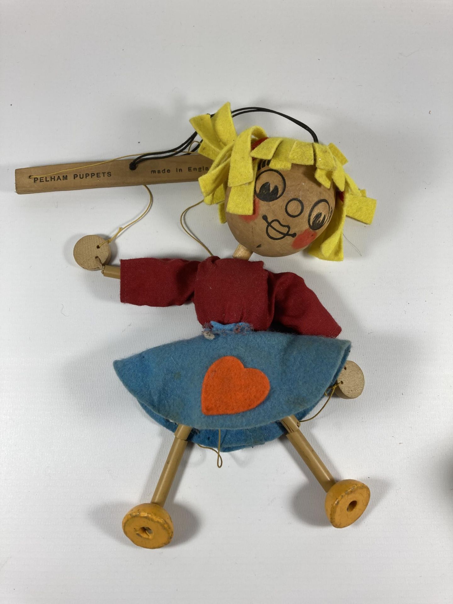 A VINTAGE PELHAM PUPPET - GIRL WITH YELLOW HAIR IN ORIGINAL BOX