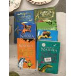 FIVE C. S. LEWIS CHRONICLES OF NARNIA PAPERBACKS PLUS TWO J. K. ROWLING BOOKS