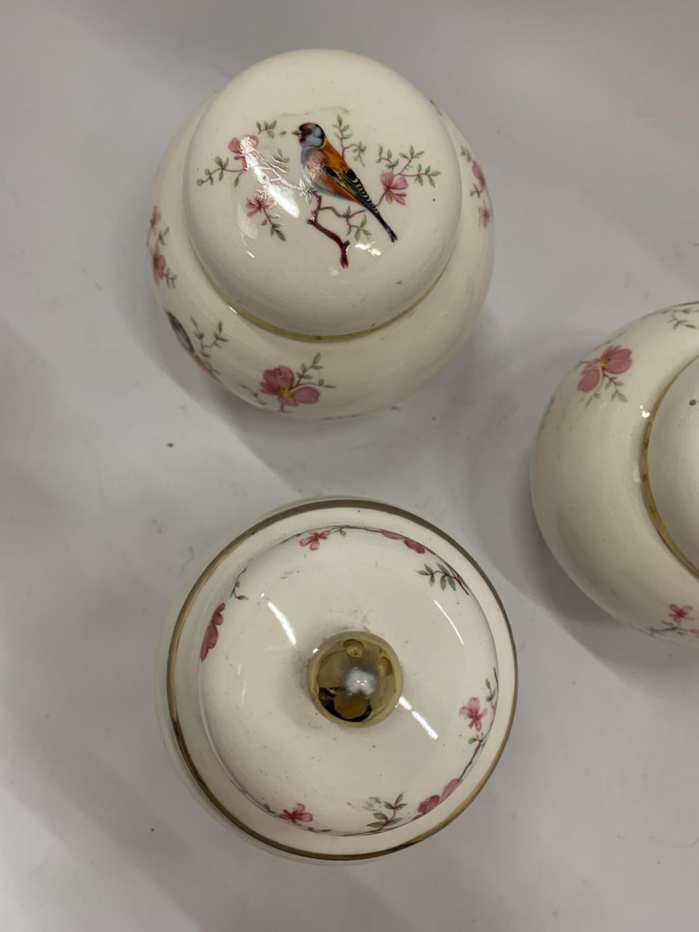 TWO ARTHUR WOOD GINGER JARS AND A TEMPLE JAR WITH BIRDS AND BLOSSOM DESIGN - Image 6 of 8