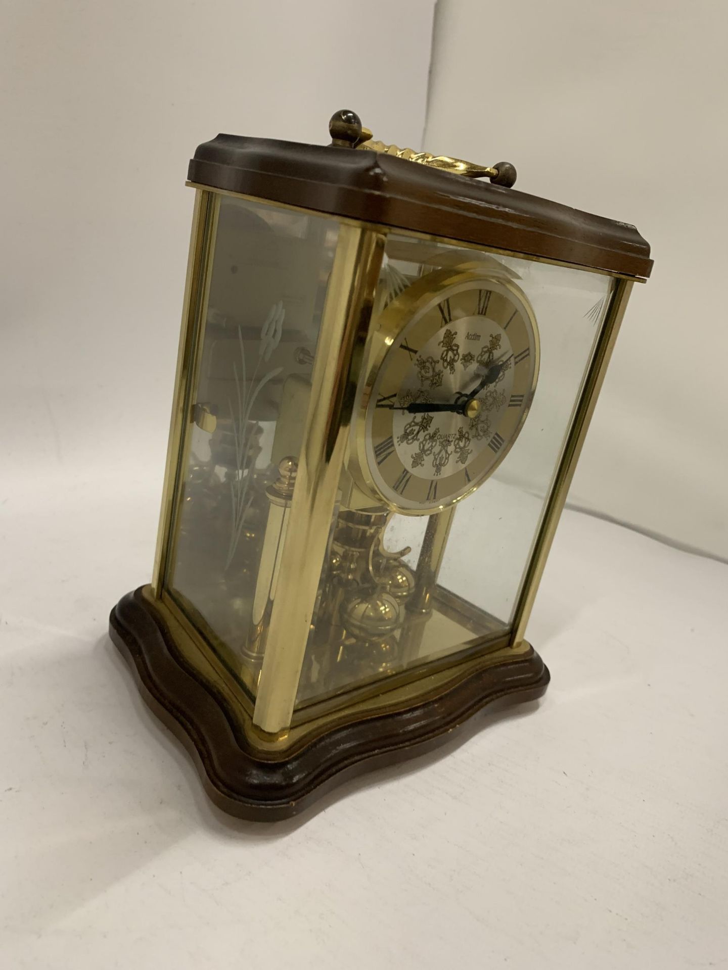 A WOOD AND GLASS CASED ANNIVERSARY CLOCK MADE BY ACCTIM - Image 3 of 8