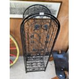 A METAL 45 SECTION WINE RACK WITH HINGED DOOR