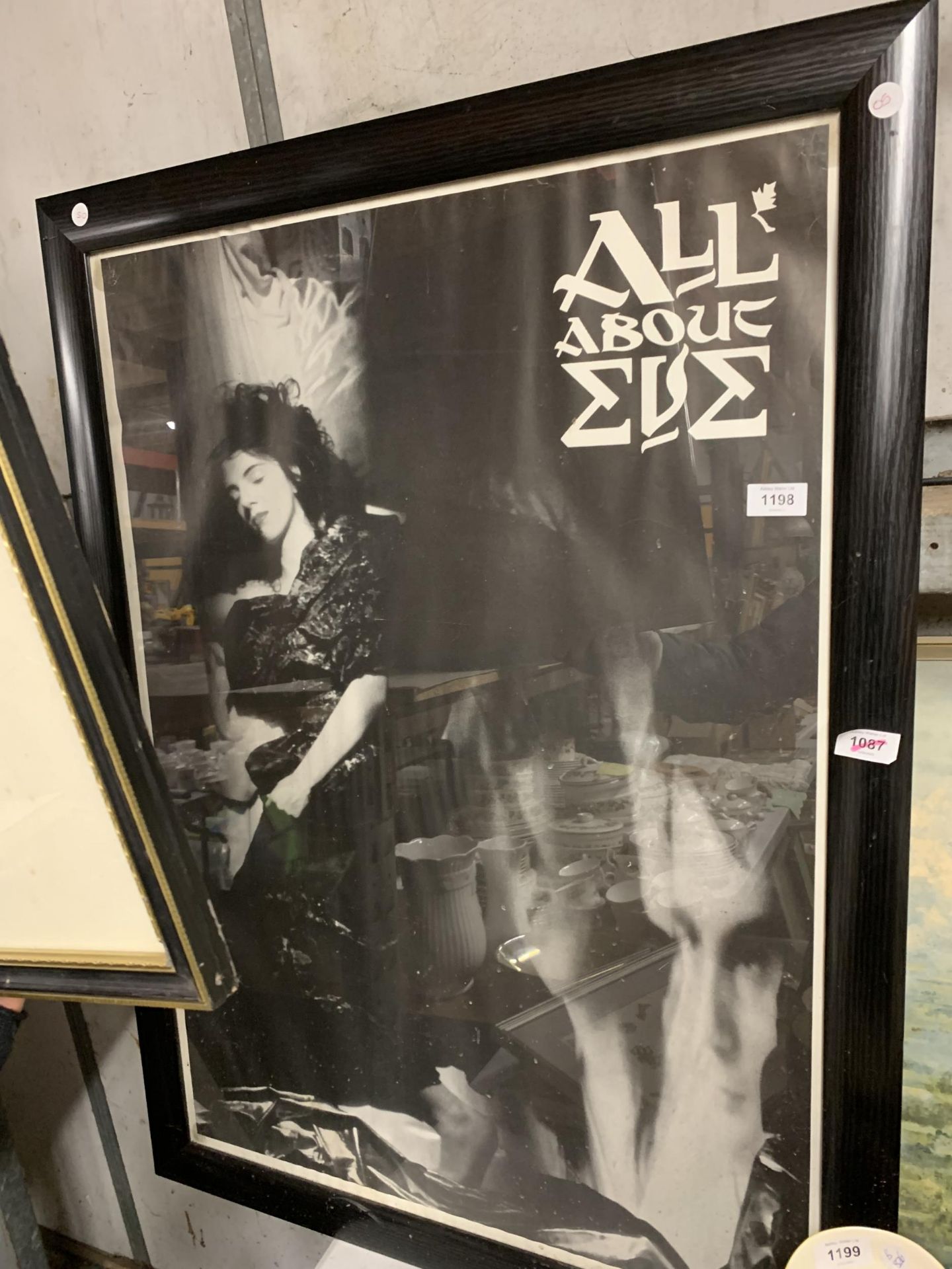 A LARGE FRAMED PROMOTION POSTER FOR POP GROUP 'ALL ABOUT EVE'