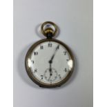 A VINTAGE GUN METAL POCKET WATCH