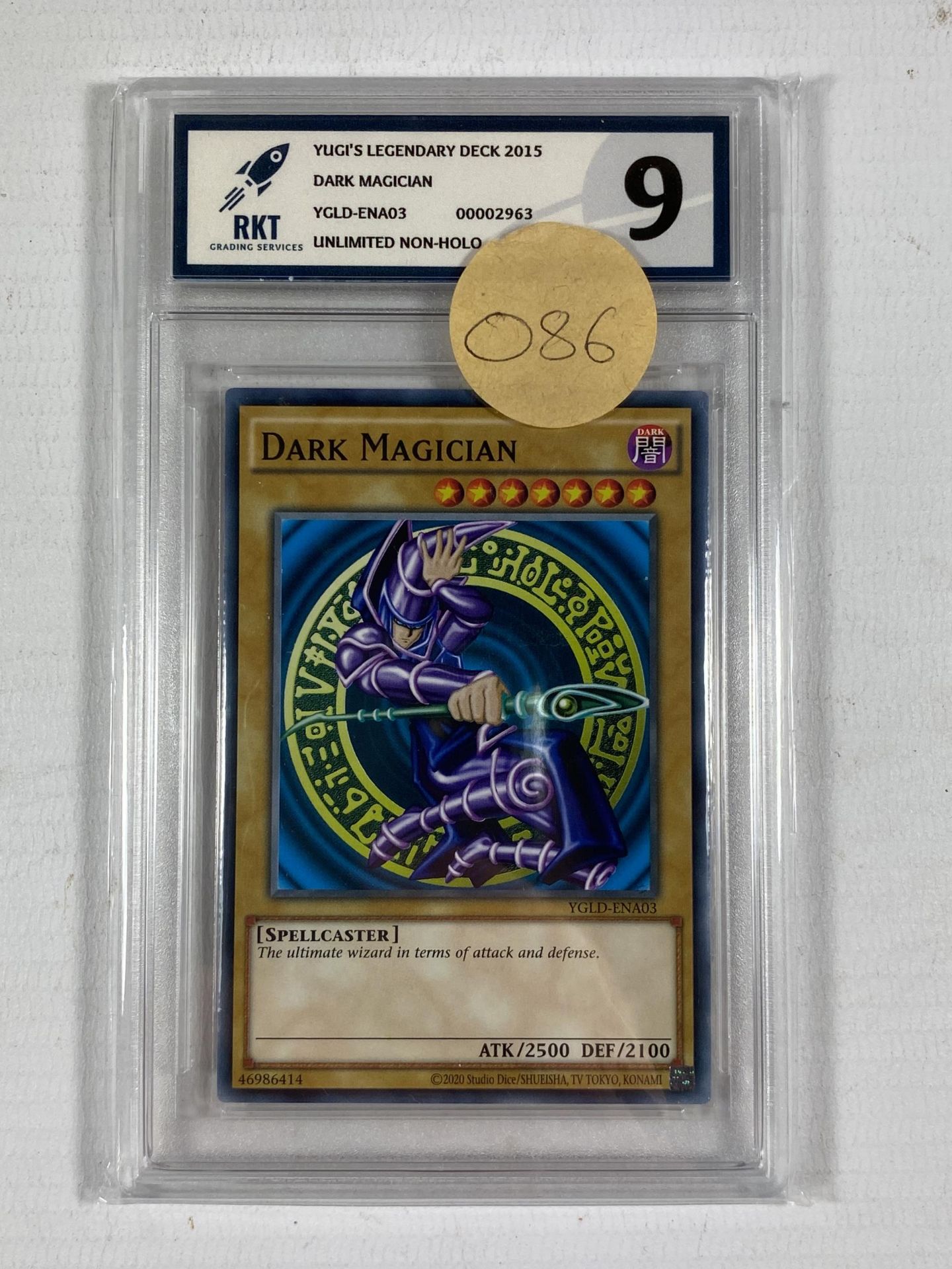 A YU-GI-OH DARK MAGICIAN CARD - RKT GRADED 9