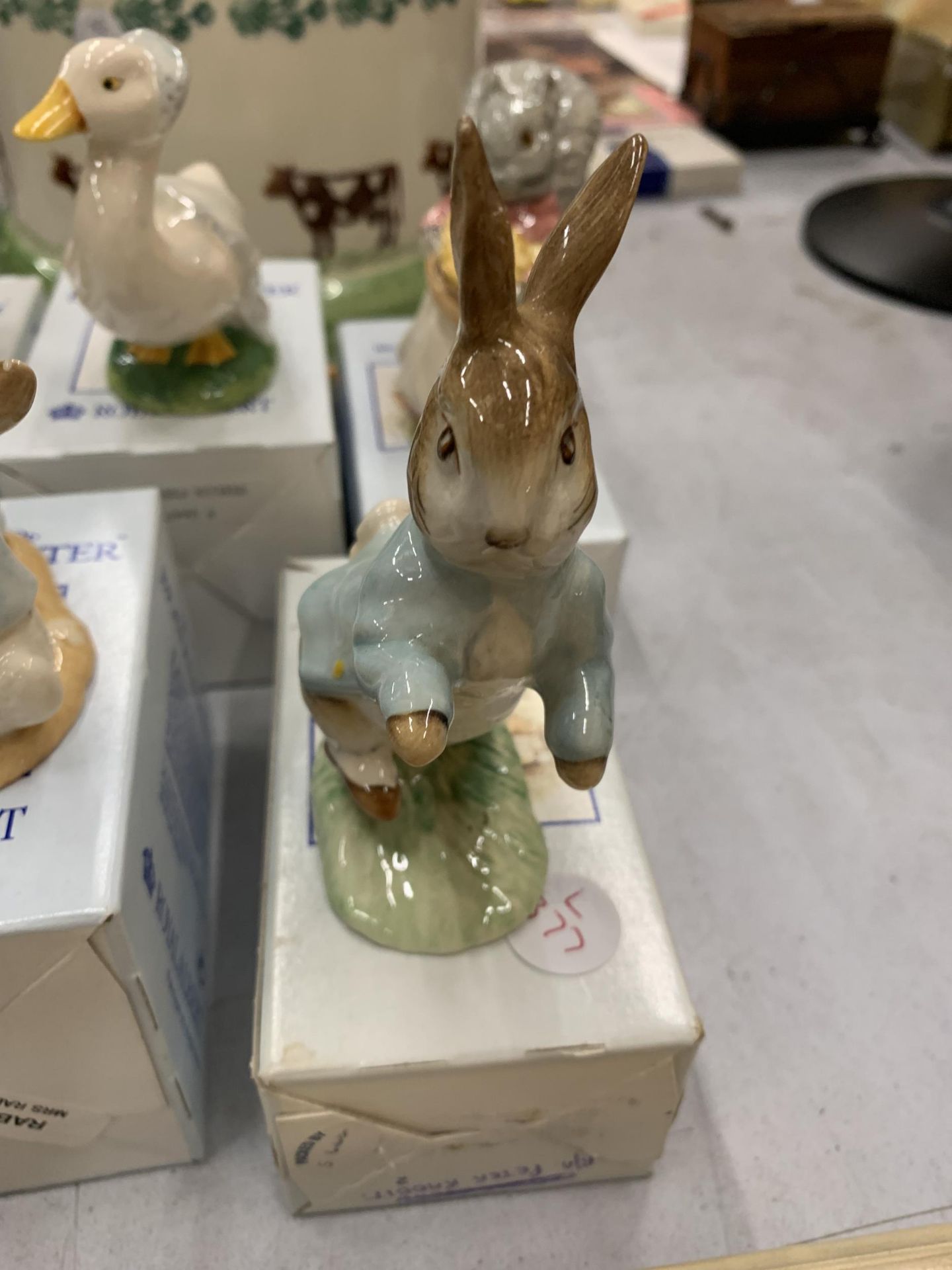 A COLLECTION OF ROYAL ALBERT BEATRIX POTTER FIGURES TO INCLUDE PETER RABBIT, MRS RABBIT AND PETER, - Image 7 of 10