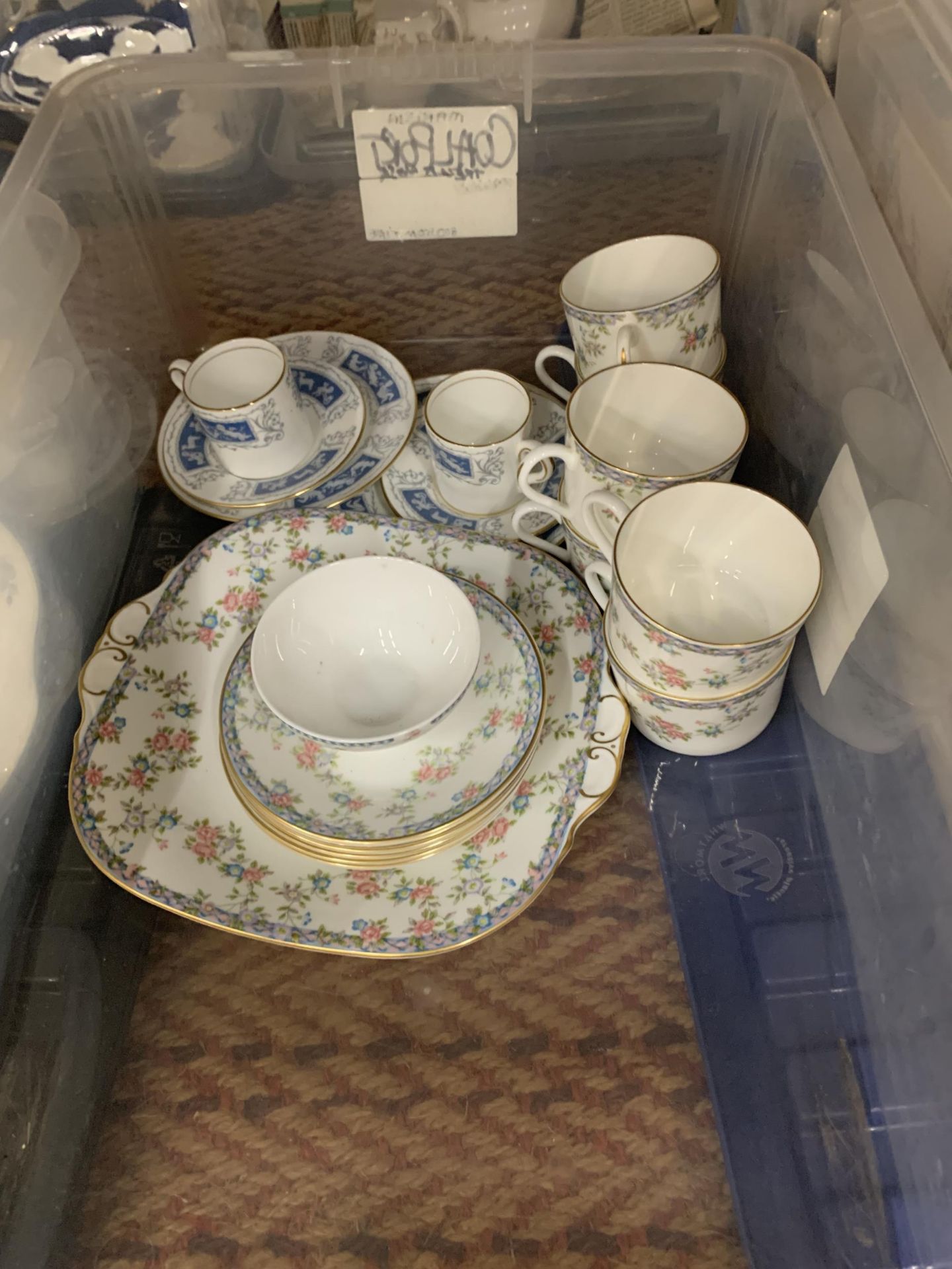 TWO BOXES OF CERAMICS TO INCLUDE COALPORT TEASETS, CROWN STAFFORDSHIRE, ETC - Image 2 of 7