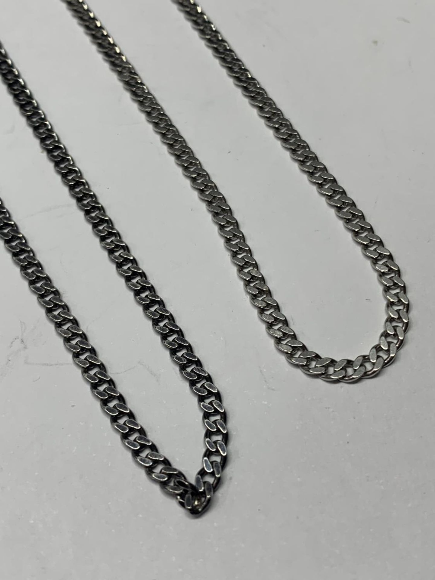 TWO SILVER FLAT LINK CHAINS - Image 2 of 3