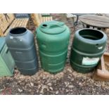 THREE VARIOUS PLASTIC WATER BUTTS