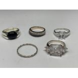 FIVE VARIOUS SILVER RINGS